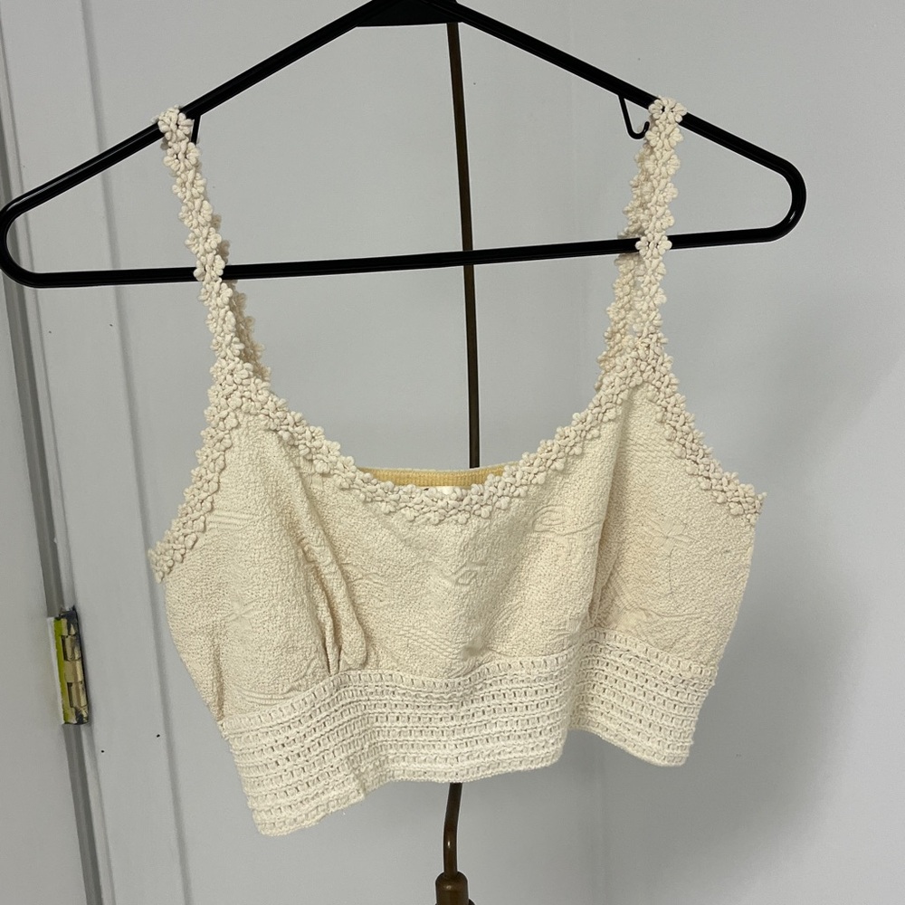 Cream Crochet Crop Top